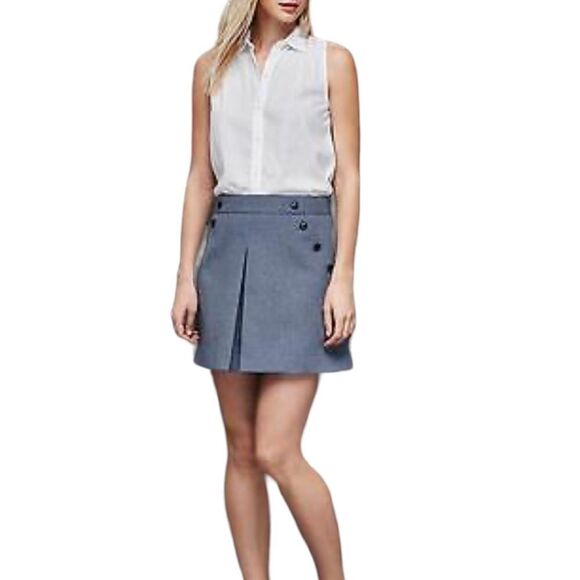 GAP Size 4 Military Sailors Mini Zip Skirt Button Pocket Lined Blue Preppy EUC - Picture 1 of 7